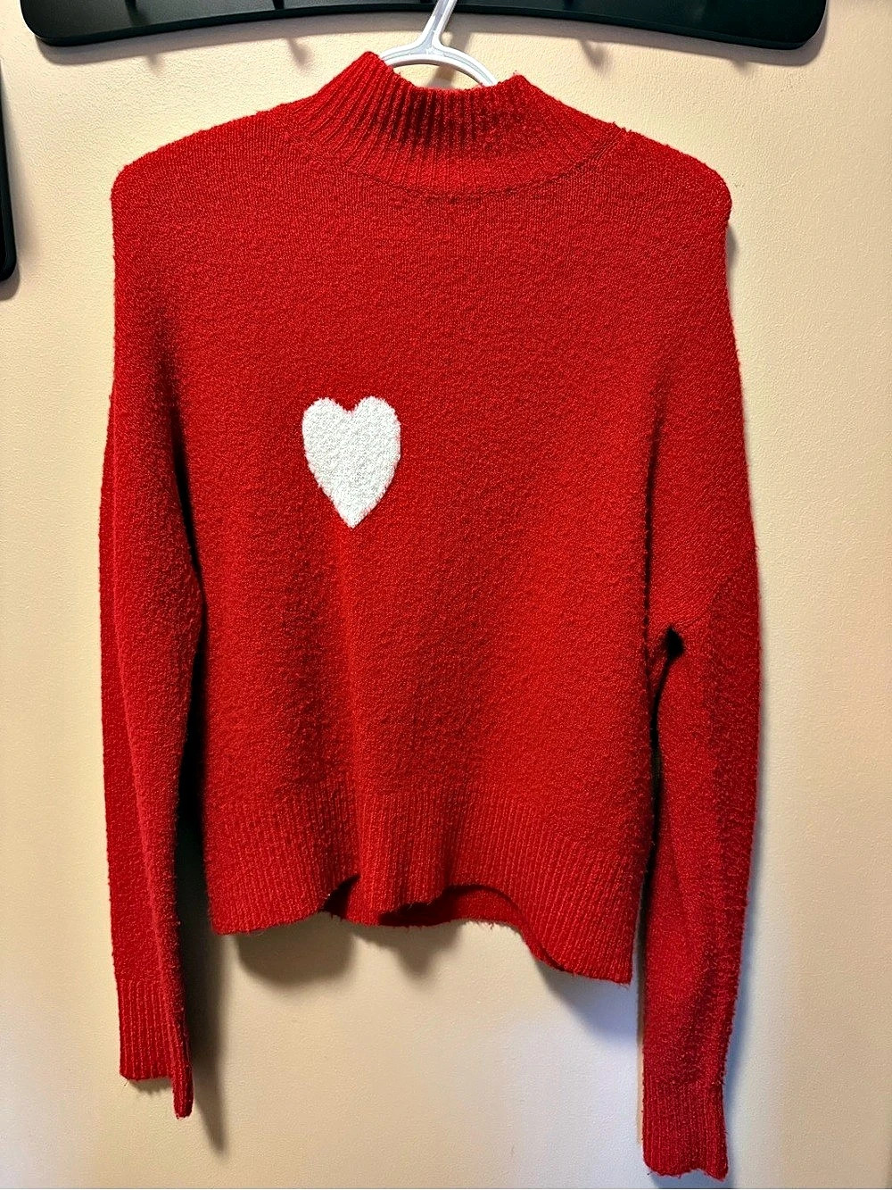 Lulus Endlessly Cozy Red Fuzzy Long Sleeve Mock Neck Sweater